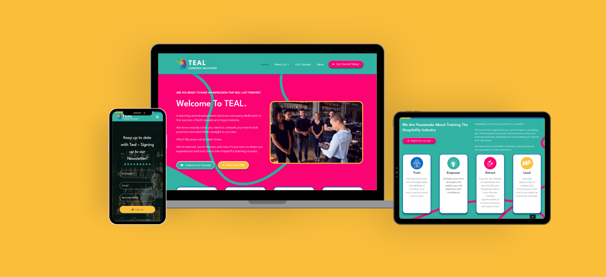 Teal Learning Solutions Hospitality Case study Website design build