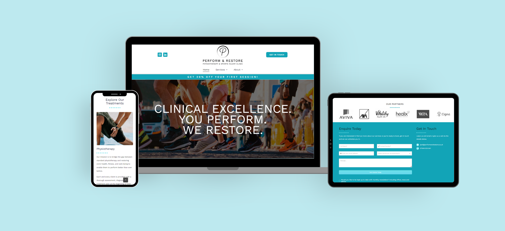 Perform & Restore Case study Website design build