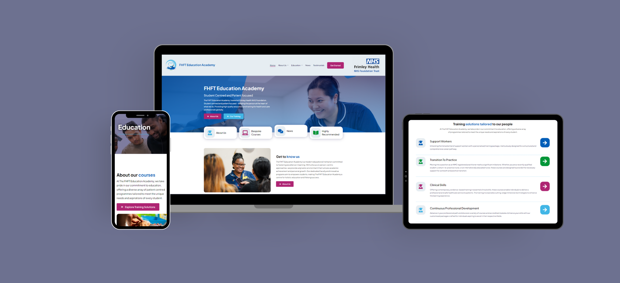 FHFT Education Academy Frimley Park Hospital NHS Case study Website design build