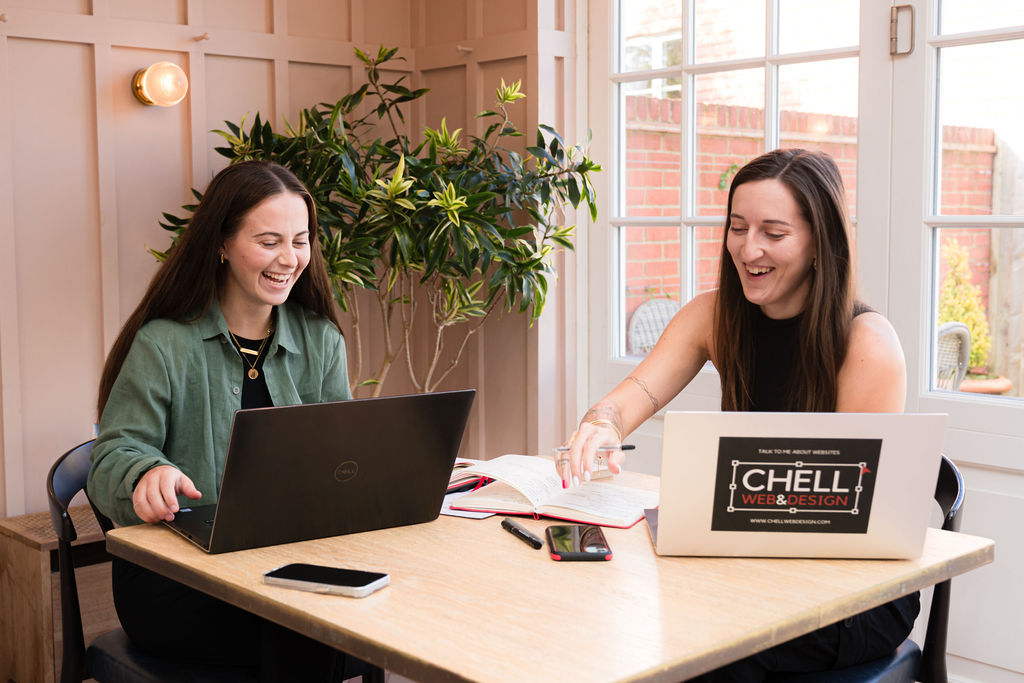 Chell Web & Design laptop working website design graphics maintenance SEO agency bespoke web Sasha Mitchell